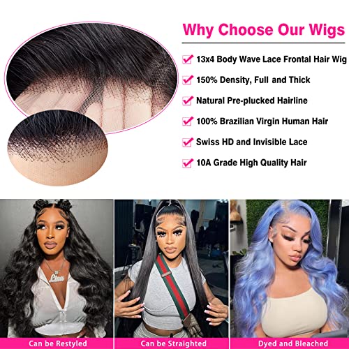 Soul Lady Body Wave Lace Wigs Front Wigs Humanos 13x4 HD Transparente Wigs Frontal Wigs Para Mulheres Negras Cabelo Humano Cabelo Palestas dianteiras 150% Densidade perucas de gluele