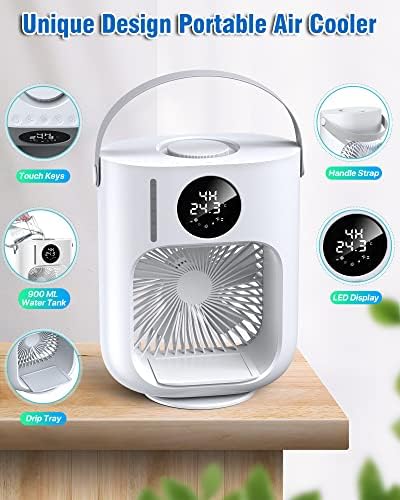 Ventilador de ar condicionado portátil Mini, mini CA pessoal com 3 velocidades do ventilador e 2 modo de pulverização, ventilador