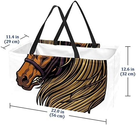 Reutilizável Compras de Shopping Caspo Animal Marrom Cavalo Portátil Dobring Picnic Grocery Bags Rapa