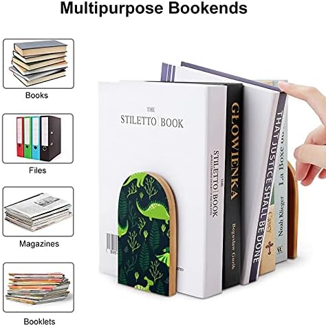 Dinosaurs Floral Elements Livro para prateleiras Titular de suportes para livros de madeira para livros pesados ​​Divisor Moderno