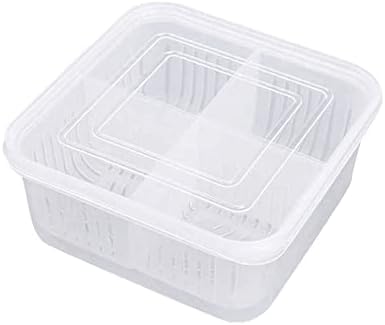Recipientes de armazenamento de alimentos ikasus com 4 compartimentos e tampas caixa de armazenamento de alimentos com cestas de drenagem Caixa de alimentos de vazamento de plástico à prova de vazamento para produzir salada de frutas vegetais em geladeira na geladeira