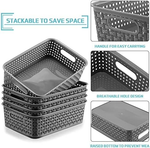 24 peças cestas de armazenamento de plástico 11,22 x 6,69 x 3,15 polegadas organização de despensa pequena e durável Bins de