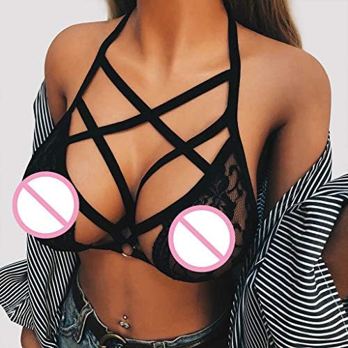 Sexy arnês tiras de gaiola sutiã feminina hollow out sutiã lingerie elástica co -de -gaiola sutiã bandagem halter bustier sutiã