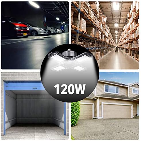 Luz de teto de garagem de 12000lm, luzes LED de fácil instalação, luz brilhante deformável, cabe para garagem, armazém, workshop,