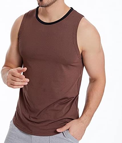 Men's Casual confortável top top sólido sem mangas o Tanque de pescoço camisetas de verão camisas de fitness singlet de fitness