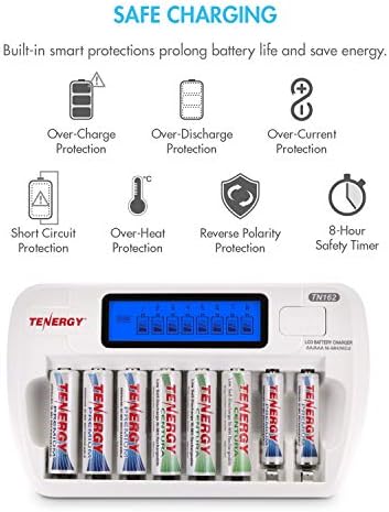 Tenegher aa aaa recarregável Bateria e carregador combinar TN162 8-BAY SMART LCD AA/AAA NIMH/NICD Carregador + 8 AA e 8 AAA NIMH