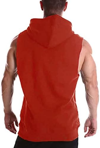 Men's Casual Lace-up Sports Sports sem mangas treino com capuz cortada com capuz top top ginásio muscular camiseta muscular