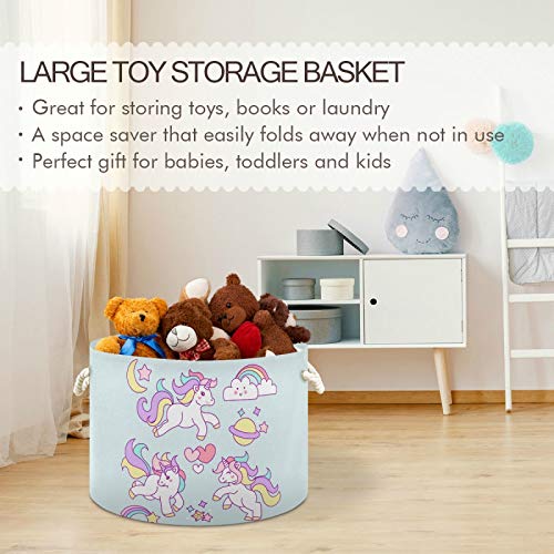 Linda lixeira de armazenamento de brinquedos de unicórnio para crianças cestas de brinquedos cães redondos cesto de tenas cesta de brinquedo cesto de lavanderia 2040715