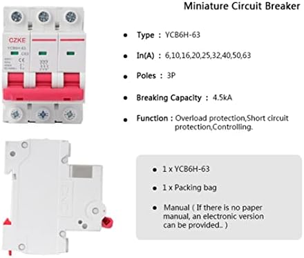 Skxmod ycb6h-63 3p disjuntor miniature mcb sobrecarregar Proteção de 3poles de rodo