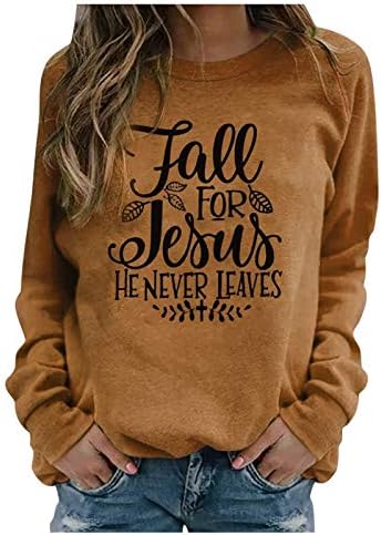 Funny Letter Print Sweetshirts for Womens Casual Redondo Tops Pullover de Manga Longa De outono