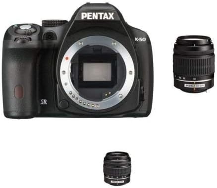 Kit de câmera Pentax K-50 16MP Digital SLR com 18-55 3,5-5.6 DAL LENS E 50-200 4-5.6 LENS DE ZOOM DAL