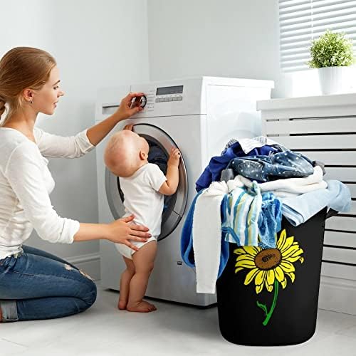 Cesta de lavanderia bonita de girassol com alças redondas cestas de armazenamento de lavanderia dobrável para banheiro