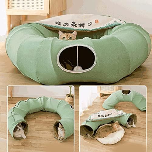 tubo de cama de túnel de gato de 2 em 1 tshy, túnel de gato, túneis de gato removíveis dobráveis ​​com pet-gato com conjunto