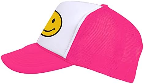 Lycycse Smile Face Trucker Hat Retro Mesh Baseball Cap com Smile Patch Foam Neon High Crown Y2K Chapéus para homens Mulheres