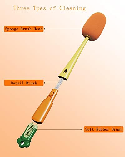 SGAVTEY 3 EM 1 PAINGO DE BRANCHAÇÃO DE ESPONGAÇÃO, escova de garrafa de bebê fevejo para capa de xícara de isolamento de vidro de garrafa