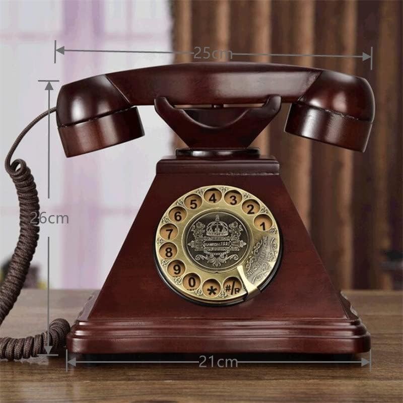 Lhllhl Dial rotativo antigo telefone fixo Telefone europeu de madeira sólida retrô telefone telefone em casa telefones