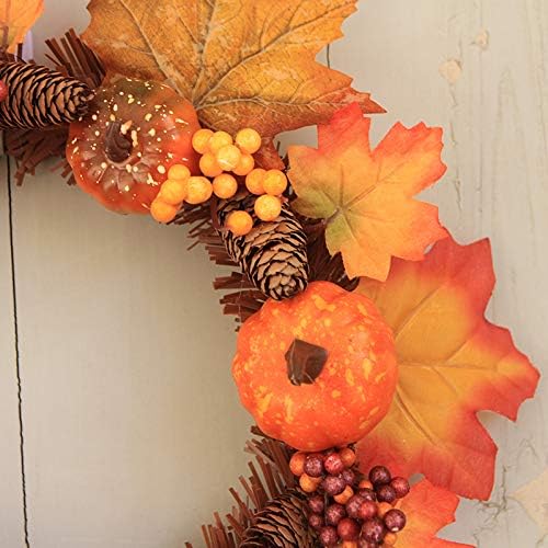 Pumpkin Maple Wreath Festival Autumn Festival Porta de coroa pendurada Decoração de casa Decorações de casa Wrinalh Decoração