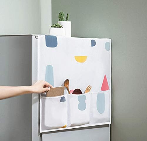 Capa à prova de poeira da geladeira Kinteshun, capa superior da máquina de lavar geladeira com bolsos organizadores de utensílios