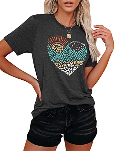 Camiseta de aventura camisas de montanha feminina camisetas de caminhada Tees gráficos de verão Tops de férias casuais