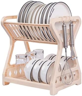 Jahh Dish Secying rack de camada dupla tigelas prateleira de escurecedor Organizador de cozinha multifuncional.