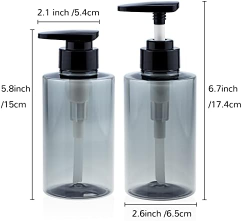 Garrafas de dispensador de shampoo, dispensador de lavagem do corpo do condicionador de shampoo kimqi, distribuidores de sabão de plástico em cor cinza reutilizáveis, 10oz/300ml, 3pcs