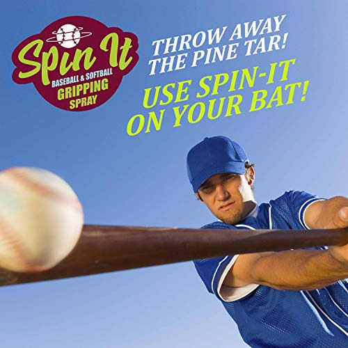 Spin It Baseball Grip Spray - fita adesiva de morcego e suplemento de luvas de rebatidas de beisebol - Pine Tar Baseball e Rosin Bags Substituição de beisebol - Use com rede de beisebol para acertar e arremessos