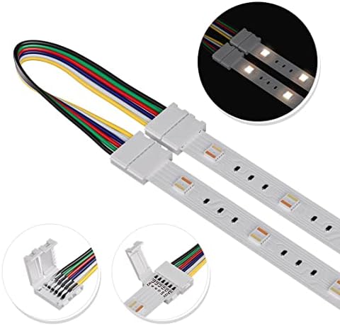 BTF Lighting 5pcs 6pin 12mm de largura com 15 cm de comprimento Tira do cabo LED sem soldado conector DIY Condutor de adaptador para RGBCCT RGBWW LED LUZ