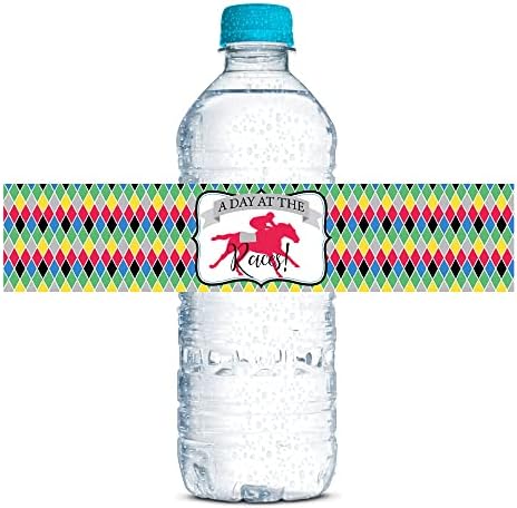 Criação de Amanda Um dia nas corridas Argyle Kentucky Derby Party Water impermeabiliza adesivos de garrafa de água, 20 1,75