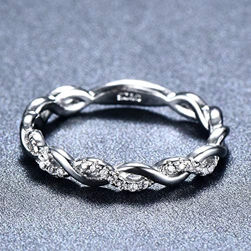 ZHX Requintado sólido 14k branco e amarelo ouro 0,06ctw Round Cut Diamond Anniversary Twined Vine Infinity Gemstone Ring Bands Jewelry Gold 7