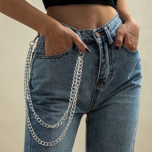 Cadeia de calça de calça de jeans de prata/ouro denifery com trava de cola de colada de cadeias Jeans Correia da carteira
