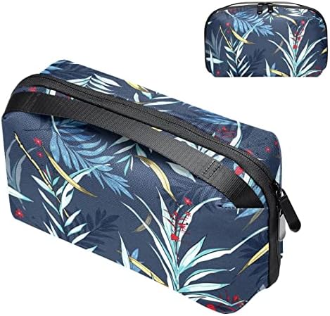 Bolsa de bolsas portáteis de organizador eletrônico de verão folhas coloridas tropicais de viagem para discos rígidos para discos rígidos, USB, cartão SD, carregador, banco de energia, fone de ouvido