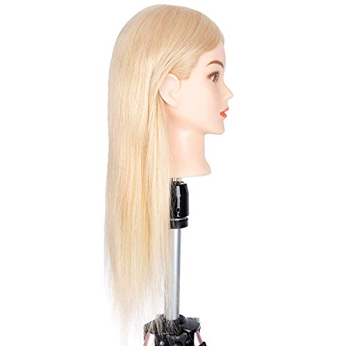 GEX loira Treinamento para cabelos humanos Prática de estilo de cabeça cortante corte de manequim Manikin Head sem grampo de