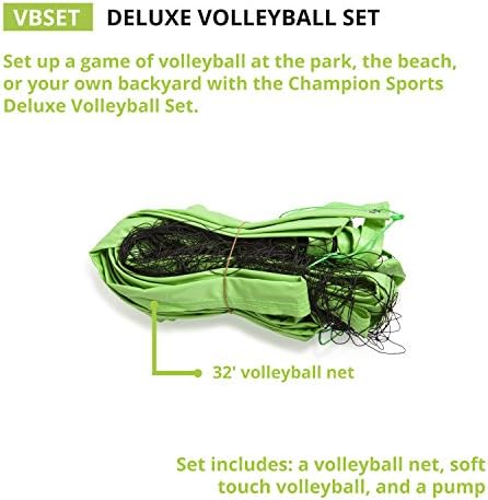 Champion Sports Backyard & Beach Volleyball: jogo portátil de equipamentos esportivos ao ar livre com bola e rede para