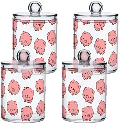 Animais fofos Pig Cotton Swab Solder Recipientes de banheiro frascos com tampas conjuntos de algodão Ball Pad Round Solder