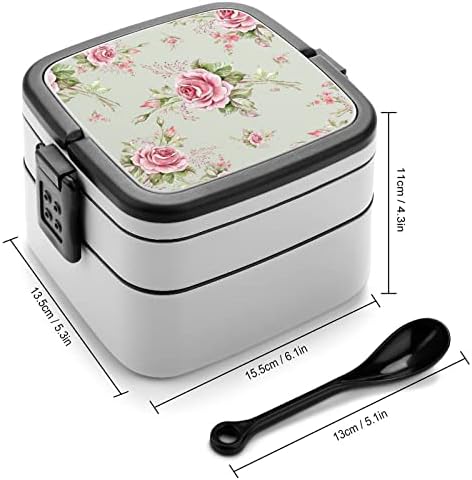 Intage Valentine Rose Double Cayer Bento Box Lunch Box recipiente para trabalhar piquenique fora