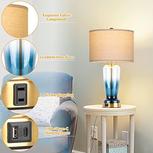 Luminárias de mesa de artes dott para quartos Conjunto de lâmpadas de cabeceira de cabeceira de vidro modernas de 2 ° 3way com portas