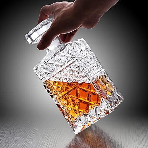 Decanter de uísque Paysky, decantador de licor de 32 oz com rolha de vidro na caixa de presente
