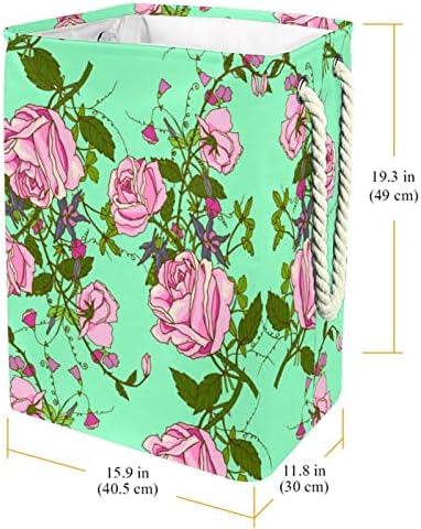 Indicultor vintage lindas rosas lavanderia grande cesto de roupa preenchida de roupas prejudiciais para roupas para o organizador