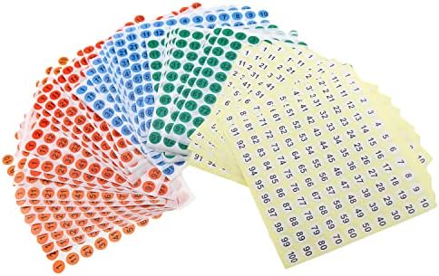 Adesivos numéricos meetroot 50 folhas 5 cores 1 a 100 adesivos consecutivos adesivos auto adesivo de 0,4 rótulos de números redondos