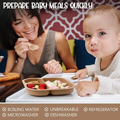 Hoolerry 12 PCs Placas de pinças de garfo Conjunto de alimentação de bebê Silicone Placas de sucção para bebês Led suprimentos