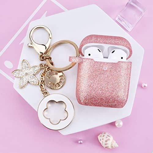 BLING AIRPODS CASO DE 2ª GERAÇÃO, CASA DE AIRPOD AirPod de Visoom 1ª geração com chaveiro para maçã Airpod Case fofa de glitter ar