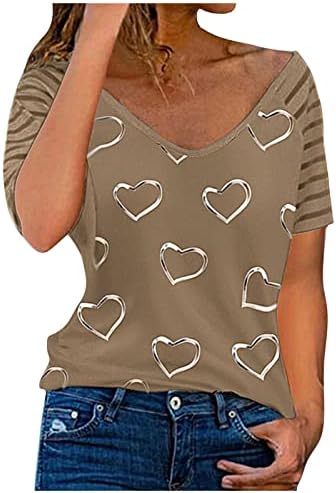 Nokmopo Spring Tops Womens 2022 Mulheres casuais camisas soltas de manga curta Moda de coração Tops camisetas camisetas