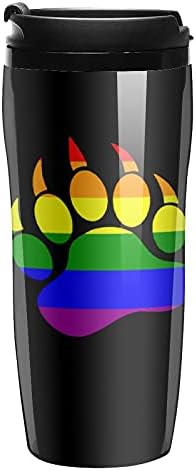 Gay Bear Pride Paw Coffee Canejada Cup com tampa para viagens de escritório em casa