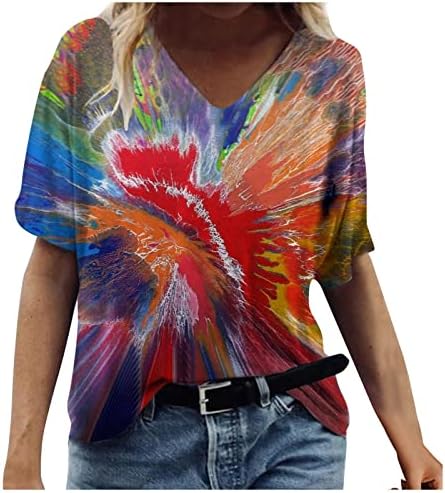 Camiseta feminina de moda em todo o Floral Graphic Print Tops Crewneck Bloups de manga curta 2023 camisetas casuais de verão