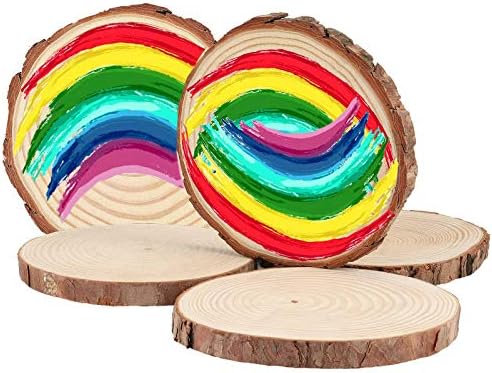 Kohand 12 PCs 6-7 polegadas de madeira fatias para artesanato, balas de madeira inacabadas com casca, círculos redondos de discos de madeira para ornamentos de Natal Casamento decoração rústica