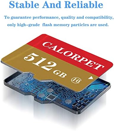Cartão TF 512 GB, cartão de memória com adaptador de cartão, velocidade de leitura até 80 Mb/s, velocidade de gravação até 40 Mb/s,