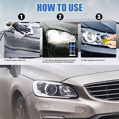 Limpador de farol do jornal Kudias, 1/2/3 PCs Lens de farol Spray, limpador de farol do carro, mantenha o revestimento claro