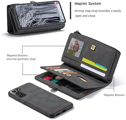 Yeon Caseme for Samsung Galaxy S22 Plus/S22+ Caixa da carteira, Flip Flip Folio de couro Flip Multi-Function