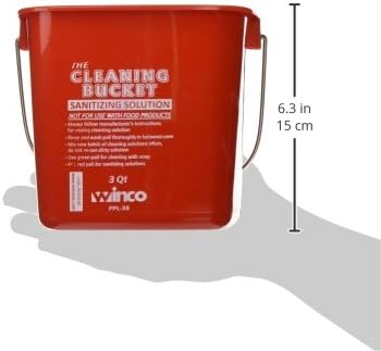 Winco Ppl-3R Cleaning Bucket, 3 litros, solução de higienização vermelha