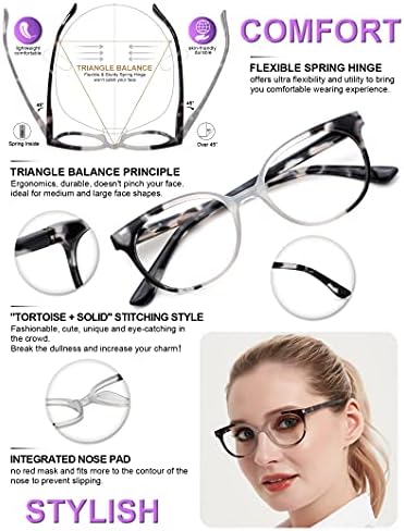 Mare Azzuro Lightweight Reading Glasses Women Leitores redondos fofos 1.0 1.5 2,0 2.5 3.0 3.5